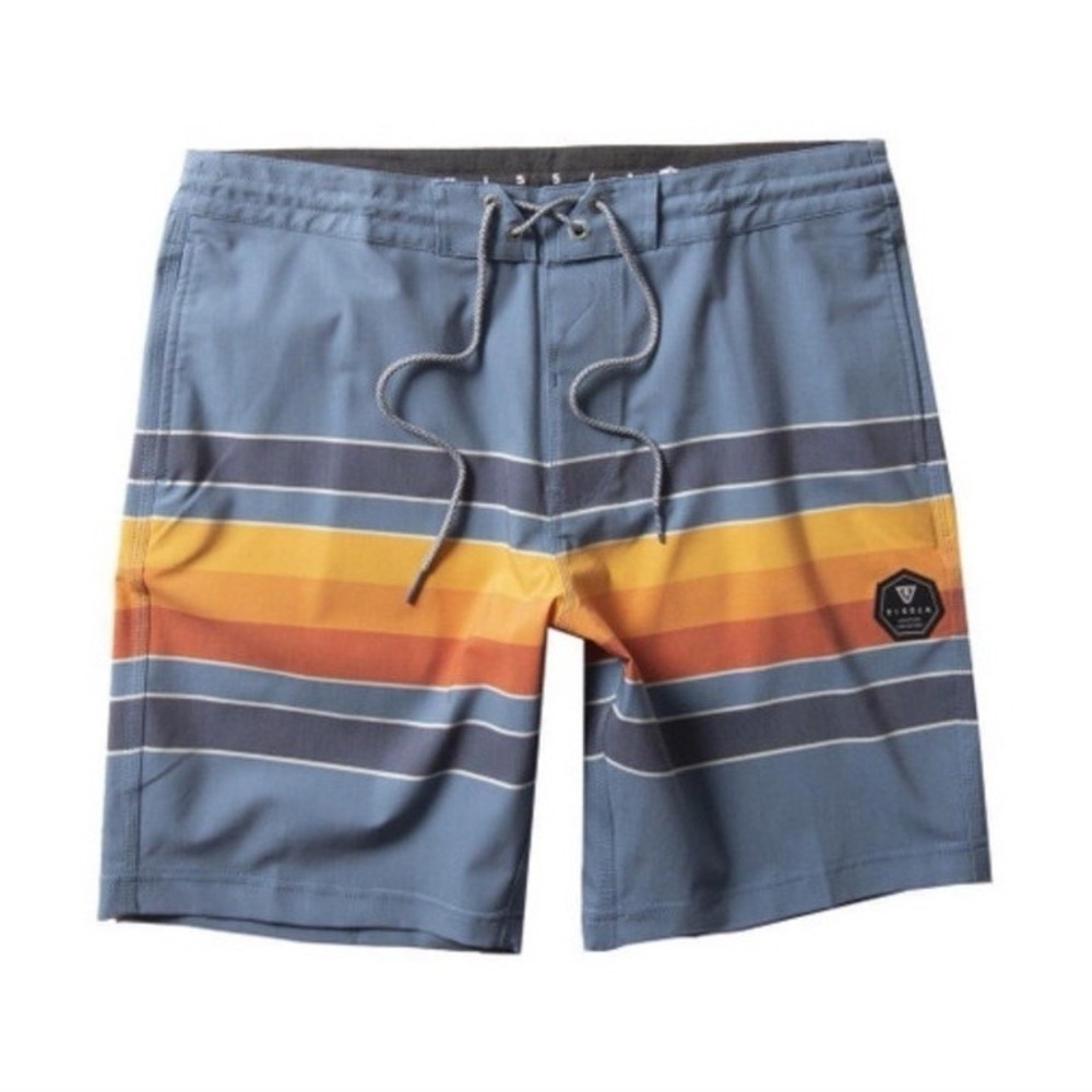 VISSLA FIST BUMP 18.5" BOARDSHORT  Size 34 Blue Yellow Orange Red Striped
